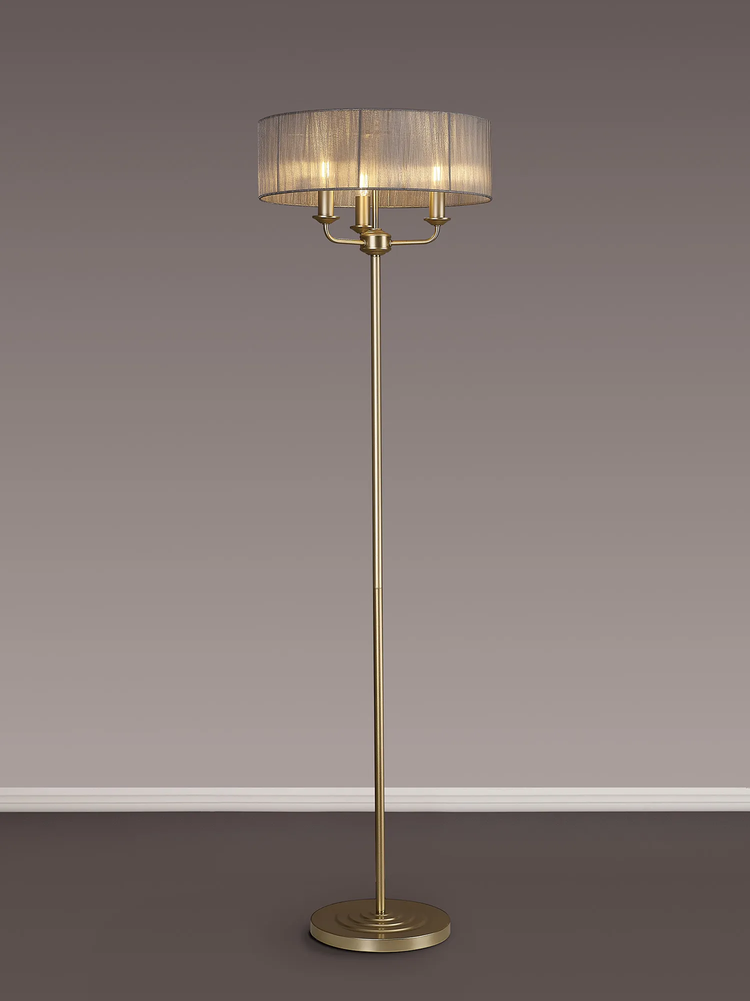 Banyan 45cm 3 Light Floor Lamp Champagne Gold, Grey DK0996  Deco Banyan CG GR